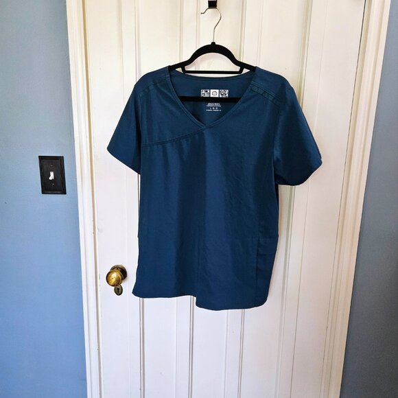 WonderWink Women's Nurse Scrub Top Shirt Caribbean Blue - Size L - Picture 2 of 4